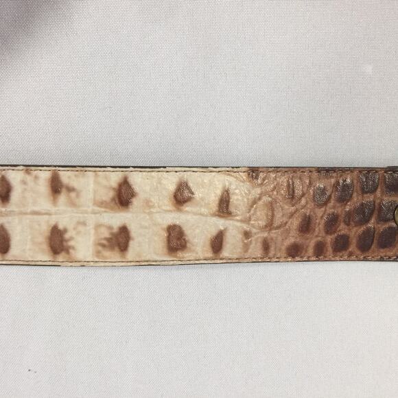 Vintage Cache Leather Belt Alligator Tan Brown 3.75" Buckle Antique Gold USA - Picture 2 of 9